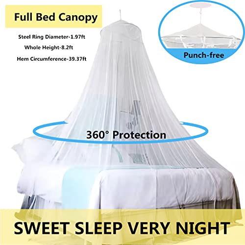 Eimilaly Bed Canopy Mosquito Net, Bed Canopy for Girls Room Decor - Insect Protection Hanging Canopy for Adults, Babies, Outdoor Camping, Blue/Single Door Eimilaly