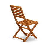 East West Furniture DEBS7CWNA 7-Piece Modern Set-6 Foldable Chairs Ladder Back and Outdoor Coffee Table and Rectangle Top with Wooden 4 Legs-Natural Oil Finish East West Furniture