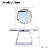 Goujxcy 2 Piece Silver Mirrored Console Table and Round Wall Mirror Set, 55.9" Rectangle Luxury Mirrored Entryway Sofa Table and 31.5" Crush Diamond Wall Mirror Set for Living Room Hallway Entrance Goujxcy
