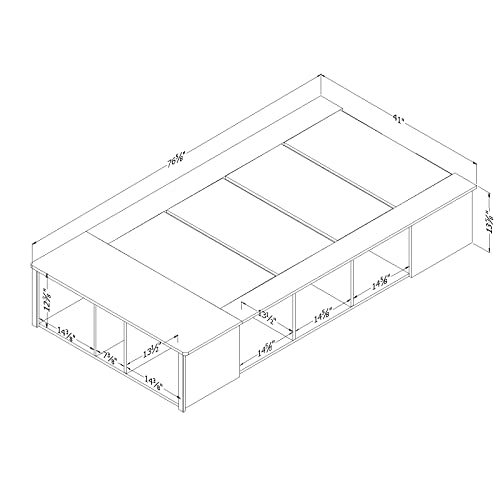 South Shore Flexible Platform Bed with baskets Pure White, Contemporary South Shore