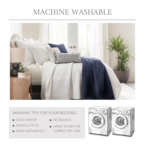 Levtex Home Mills Waffle King/Cal King Quilt Set (106x92in) with 2 Pillow Shams (36x20in) - Cocoa - Cotton Waffle King Size Quilt Bedding Set - Lightweight, Soft, Pre-Washed Levtex Home