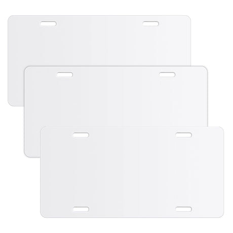 3Pcs Sublimation License Plate Blanks White, AngleKai Aluminium Automotive License Blank Plate for Car DIY Transfer Sheet Sublimation Blanks Bulk Metal Plate Tags for Custom Design License Blank Anglekai