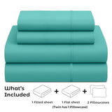 Pure Bedding Bed Sheets - King Sheet Set [4-Piece, Aqua] - Hotel Luxury 1800 Brushed Microfiber - Soft and Breathable - Deep Pocket Fitted Sheet, Flat Sheet, Pillow Cases Pure Bedding
