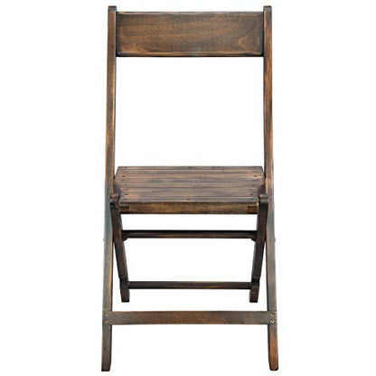 EMMA + OLIVER Natalie Wooden Folding Chair, Commercial Event Chair with Slatted Seat, Beechwood Frame, Open Back Design, No Assembly Required, Antique Black - WoodArtSupply