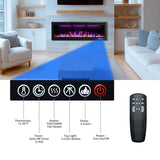 Rodalflame 74" WiFi-Enabled Electric Fireplace Insert, APP Smart Control, Wall Mounted&Recessed Linear Fireplace Heater with Thermostat, Flame&Top Lights, Log&Crystal, Timer RODALFLAME