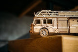 Wood Trick Rescue Firetruck Wooden 3D Puzzles for Adults and Kids to Build - Rides up to 20 ft - Wooden Models Engineering DIY Project Mechanical 3D Wood Trick