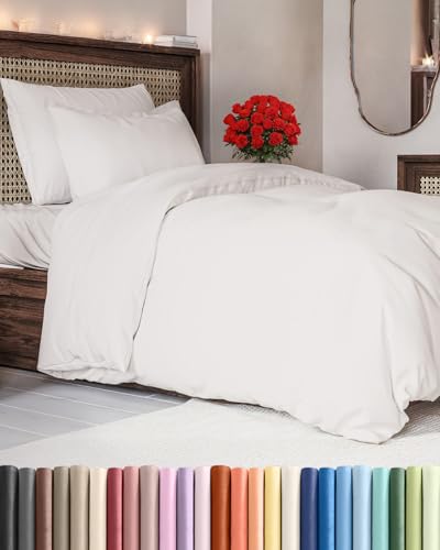 Duvet Cover Twin/Twin XL Size - Extra Soft Twin/Twin XL Size Duvet Cover - Lightweight, Breathable & Fade Free w/Zipper Closures & Ties - 68" x 90" Inches - (Antique White) Comforter Not Included CGK Unlimited