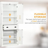 HOMCOM 72" White Traditional Kitchen Pantry Cabinet with Adjustable Shelves and Large Drawer HOMCOM
