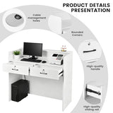 Small Reception Desk with Counter LED Lights,Modern Front Desk Checkout Counter with Lockable Drawer,Wooden Reception Room Tables, Cash Register Stand for Salon,Retail,Office,Lobby(White, 47.2in) WUIOYNF