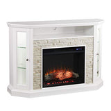 SEI Furniture Redden Faux Stone Corner Convertible Electric Fireplace with Media Storage, New Fresh White SEI Furniture