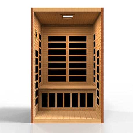 Dynamic Santiago Elite Honey Stain Finish 2-Person Ultra Low EMF (Under 3 MG) FAR Infrared Sauna, Curb Side Delivery DYNAMIC SAUNAS
