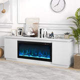 Tangkula Fireplace TV Stand for TVs up to 80", 70" Media Console Table with 36" Electric Fireplace, 3 Adjustable Shelves, Anti-Tipping Kits & Soft Close Hinges, Entertainment Center (White) Tangkula