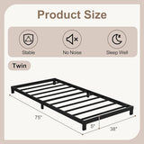 Cieemine 5 Inch Low Bed Frame Twin, Heavy Duty Twin Bed Frames Low Profile, No Box Spring Needed, Easy Assembly, Noise Free, Black Cieemine