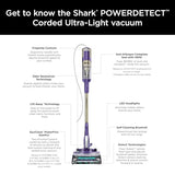 Shark POWERDETECT Ultra-Light Corded Stick Vacuum with DuoClean Technology, Self-Cleaning Brushroll for No Hair Wrap, Anti-Allergen Complete Seal, and Odor Neutralizer Technology, HZ4002 Shark
