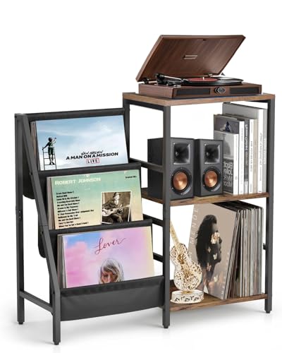 CCYRYY Record Player Stand,Record Player Stand with Vinyl Record Storage,Turntable Stand Holds, Brown End Table for Music Room,Record Cabinet for Vinyl Records Media Stereo. CCYRYY