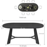6FT Oval Conference Table, Rustic Black 70.86" W Meeting Table Fit 6-8 People, Modern Seminar Table Boardroom Desk for Office Meeting Conference Room SAINTCY