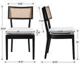 ZHENGHAO Rattan Dining Chairs Set of 6, Farmhouse Dining Room Chairs with Cane Back French Country Accent Chair Upholstered Wood Chairs for Kitchen/Restaurant, Black ZHENGHAO