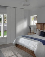 GoDear Design 99.99% Blackout Adjustable Sliding Door Blinds, Privacy Curtain Panels, Extendable Track from 45.8" to 86" W, Trimmable Fabric Panel Up to 96" H, Snowfall Night GoDear Design