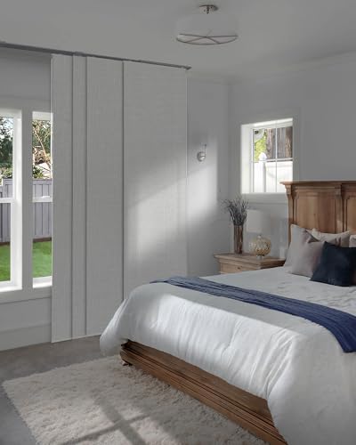 GoDear Design 99.99% Blackout Adjustable Sliding Door Blinds, Privacy Curtain Panels, Extendable Track from 45.8" to 86" W, Trimmable Fabric Panel Up to 96" H, Snowfall Night GoDear Design