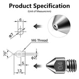 Creality 5 Packs Hardened Steel MK8 Nozzle for 3D Printers with High Temperature Resistance Upgraded Tungsten All Metal Nozzle Ends for Makerbot Ender 3 Ender-3 pro S1 CR-10 Series Creality