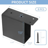 Rasugarlary 2x4" Pergola Bracket, 8 Pcs Pergola Post Top Rafter Brackets Deck Railing Brackets Heavy Duty Black Powder Coated Pergola Kit for DIY Wood Pergolas Gazebo (with Screws) Rasugarlary