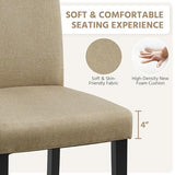 Yaheetech Dining Chairs Set of 2 Fabric Upholstered Parson Kitchen Chairs with Padded Seat and Solid Wood Legs for Dining Room/Restaurant, Khaki Yaheetech