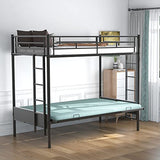 Polibi Twin Over Full Metal Bunk Bed with Two Side Ladders and Guardrail, Bottom Full Size Bunk Bed Can be Converted into Futon/Seat(Black) Polibi