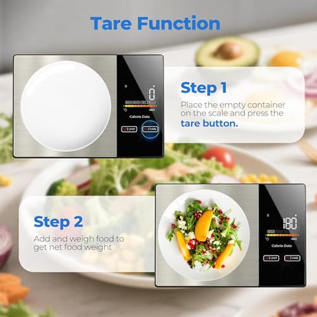 WARMKEY Smart Nutrition Food Scale with App - 1g Precision Digital Kitchen Scale, Tracks Calories & 24 Nutrients, Macros, Fat & Protein for Keto, Fitness & Meal Prep, 11lb/5kg with Tare Function WARMKEY