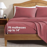 ClevaHome Sheet Set King Size, 4-Piece Bedding, Lightweight & Super Soft Easy Care Microfiber– Shrinkage & Fade Resistant Bedding Set with 14'' Deep Pockets (Dusty Rose) Cleva