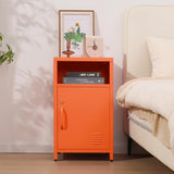 ALBAD Compact Metal Nightstand with Lockable Cabinet and Open Shelf, Modern Bedside Table, Versatile Side Table for Bedroom, Living Room, or Office (Orange, 26" H-Lockable Door) ALBAD