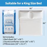 ForPro Premium Disposable Sheet Set, 4-PC King Size Bedding for Travel, Includes Bed Sheet, Duvet Cover and Two Pillowcases, White ForPro Professional Collection