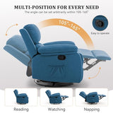 Korser Recliner Chair, 360 Swivel Rocker Chair for Adults, Small Rocking Recliner for Small Spaces, Upholstered Fabric Glider Recliner Nursery