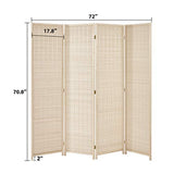 Esright 4 Panel Bamboo Room Divider, 6 Ft Tall Folding Privacy Screen Room Divider, Freestanding Partition Wall Dividers for Office,Bedroom, Beige Esright