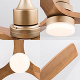 Baitai 52 inch Champagne Gold Luxury Style Ceiling Fan with Light Solid Wood Blade Noiseless Reversible Motor Dimmable Light Memory Living Room and Bedroom Ceiling Fan Baitai