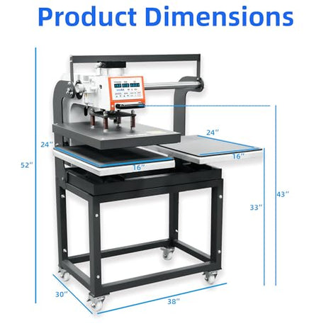 16x24 Pneumatic Sliding Dual Platen Heat Press-Large Heat Transfer Press with Auto Lift Sublimation Transfer for T-Shirt Printing &Small Businesses Delivers Consistent Results for Shirts, 2XL Apparel Lancelot