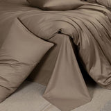 MooMee Duvet Cover Set 100% Extra Long Staple Cotton 600 Thread Count Silky Sateen Smooth Luxury Soft Breathable Durable Hotel Quality Bedding, 3 Pieces (Mocha Brown, Queen 90"x90") MooMee