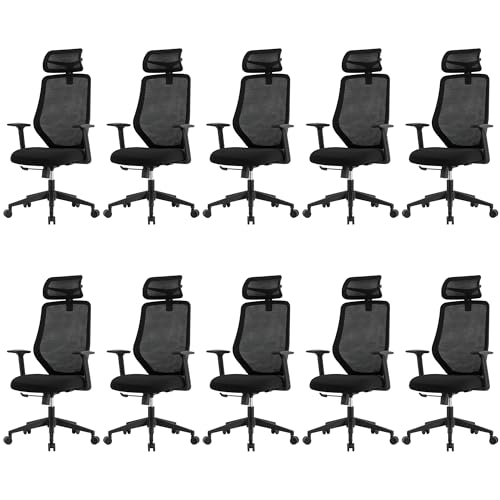 Okeysen Ergonomic Conference Room Chairs Set of 10, High Back Mesh Home Office Desk Chair with S-Shaped Back Support, Swivel Computer Task Chair with Adjustable 2D Headrest. Okeysen