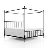 Furniture of America Vaeli Modern Metal King Size Four Poster Bed Frame with Spindles, Canopy Bedframe for Bedroom, Guest Room, Box Spring Required, Black