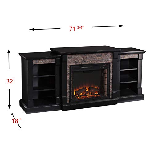 Gallatin Faux Stone Electric Fireplace w/ Bookcases Furniture HotSpot