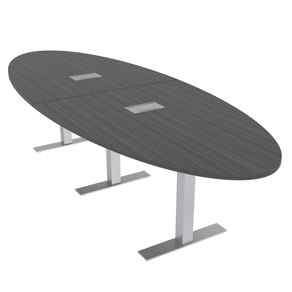 8 Person Oval Shaped Conference Table with Data and Electric | Brushed ...