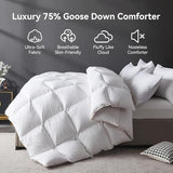 L LOVSOUL Goose Down Fiber Comforter King Size, High Fill Power Hotel Style Bedding Comforter, Fluffy Ultra Soft All Season White Duvet Insert with 8 Corner Tabs L LOVSOUL