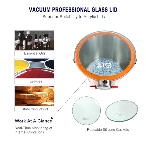 BACOENG 5 Gallon Vacuum Chamber Kit with 4.5 CFM 1 Stage Vacuum Pump HVAC, Perfect for Stabilizing Wood, Degassing Silicones and Epoxies BACOENG