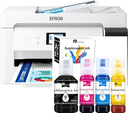 Cartridge-Free Super-Tank Printer with Sublimation Ink Bundle for Heat Transfers, Easy Fill, Built-in Scanner & Copier and Printing up to 13 x 19 Inches (Wide Format)