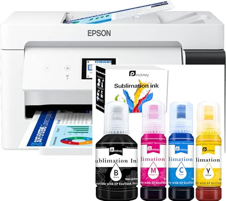 Cartridge-Free Super-Tank Printer with Sublimation Ink Bundle for Heat Transfers, Easy Fill, Built-in Scanner & Copier and Printing up to 13 x 19 Inches (Wide Format) Pinckney