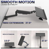 VIVO Sit-Stand 24 Inch Pneumatic Spring Keyboard and Mouse Tray Clamp-on Desk Mount, Counterbalance Height Adjustable Typing Platform, Ergonomic Tilt, Black, MOUNT-KB35CP VIVO