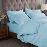 Superior Combed Cotton, 300 Thread Count 3 Piece Duvet Cover Set with 2 Pillow Shams, Single Ply Cotton, Soft and Luxurious Bedding Sets - Full/Queen Duvet Cover, Light Blue Superior