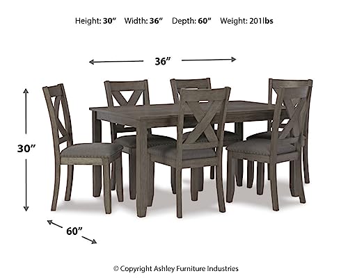 Signature Design by Ashley Caitbrook Rustic 7 Piece Dining Set, Include Table and 6 Chairs, Gray - WoodArtSupply