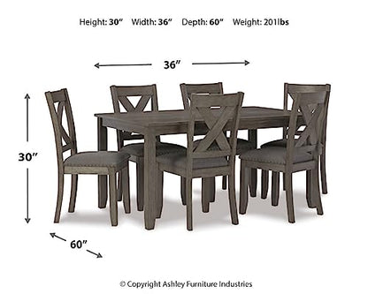 Signature Design by Ashley Caitbrook Rustic 7 Piece Dining Set, Include Table and 6 Chairs, Gray - WoodArtSupply