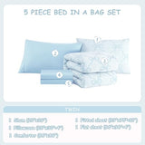 Wink Deer Twin Comforter Set with Sheets for Girls-5 Pieces Twin Bedding Sets with Light Blue Comforter, Sheets, Pillowcase & Sham for Kids (Light Blue Diamond, 66" X 86") Wink Deer