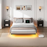 YORMDMO Floating Bed Frame Full Size, Heavy Duty Bedframe with Smart LED Lights & Charging Station, Modern Metal Platform Bed, Easy Assembly No Box Spring Needed, 8 Inch YORMDMO